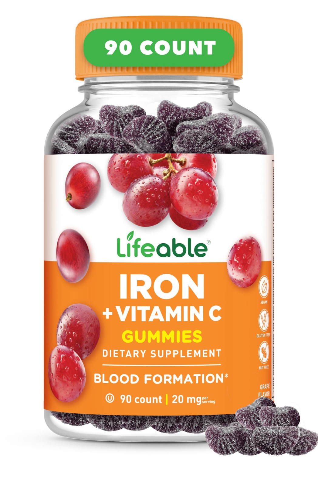 Iron Gummies | 20mg | with Vitamin C | Great Tasting Blood Builder Iron Suppl...