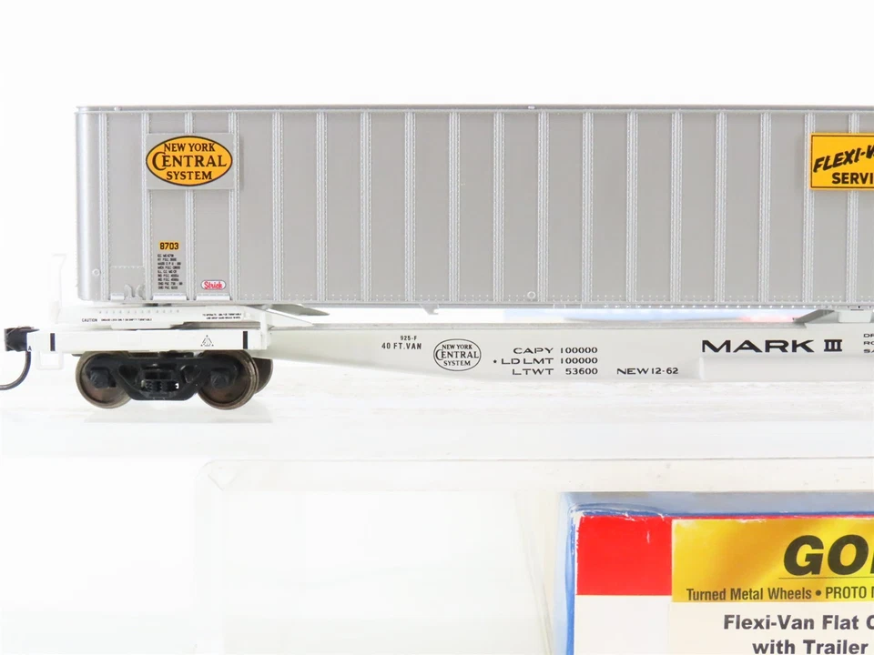 Carro plano HO Walthers Gold Line 932-3925 NYC New York Central #504100 com reboques - Imagem 2 de 4