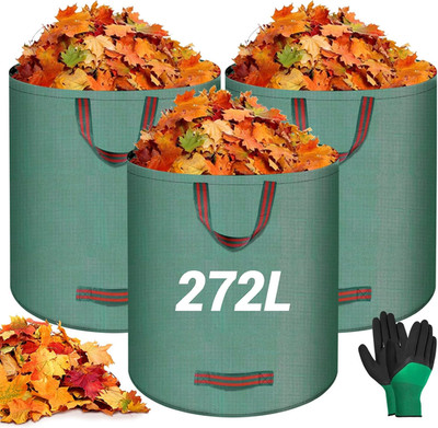 3X 272L Sacchi per Rifiuti Da Giardino Con 4 Manici, Sacchi Da Giardino, Imperme