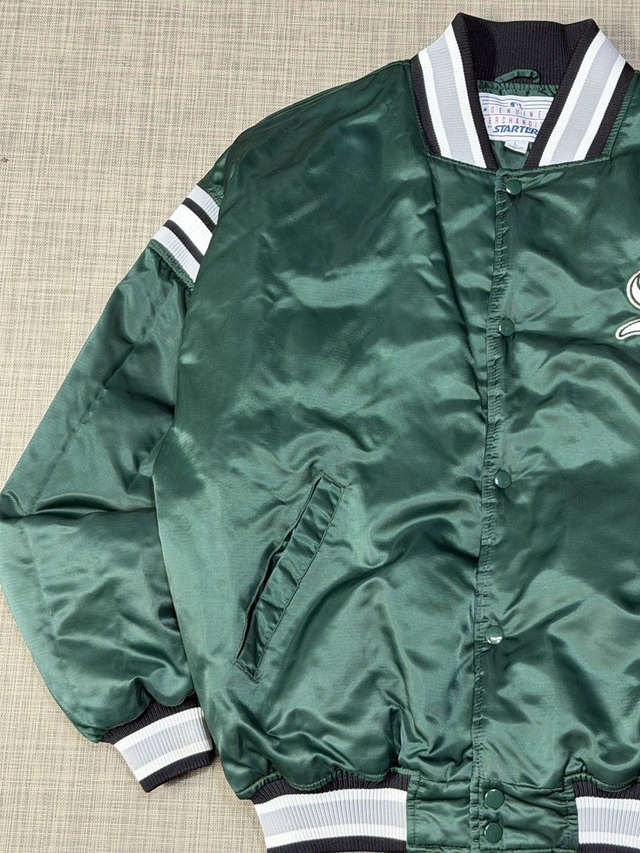 Vintage 90's Satin Starter Jacket Chicago White Sox Green Rare