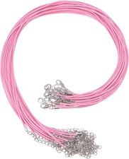 20Pcs Waxed Necklace Cord Bulk Pink 1.5Mm Dia 18" Necklace String Rope with Chai
