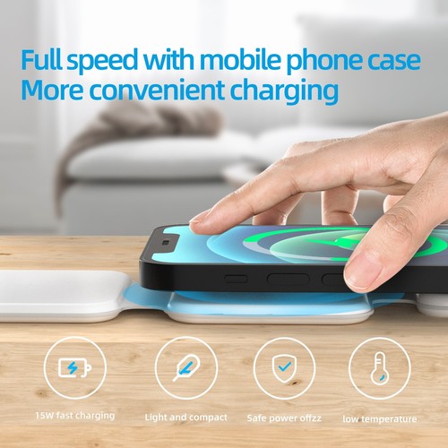 Chargeur sans fil magnétique pliable 3 en 1 - Photo 4 sur 11