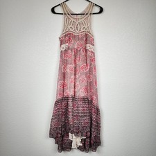 Free People Floral Print Tier Lace High Low Size 0 Dress