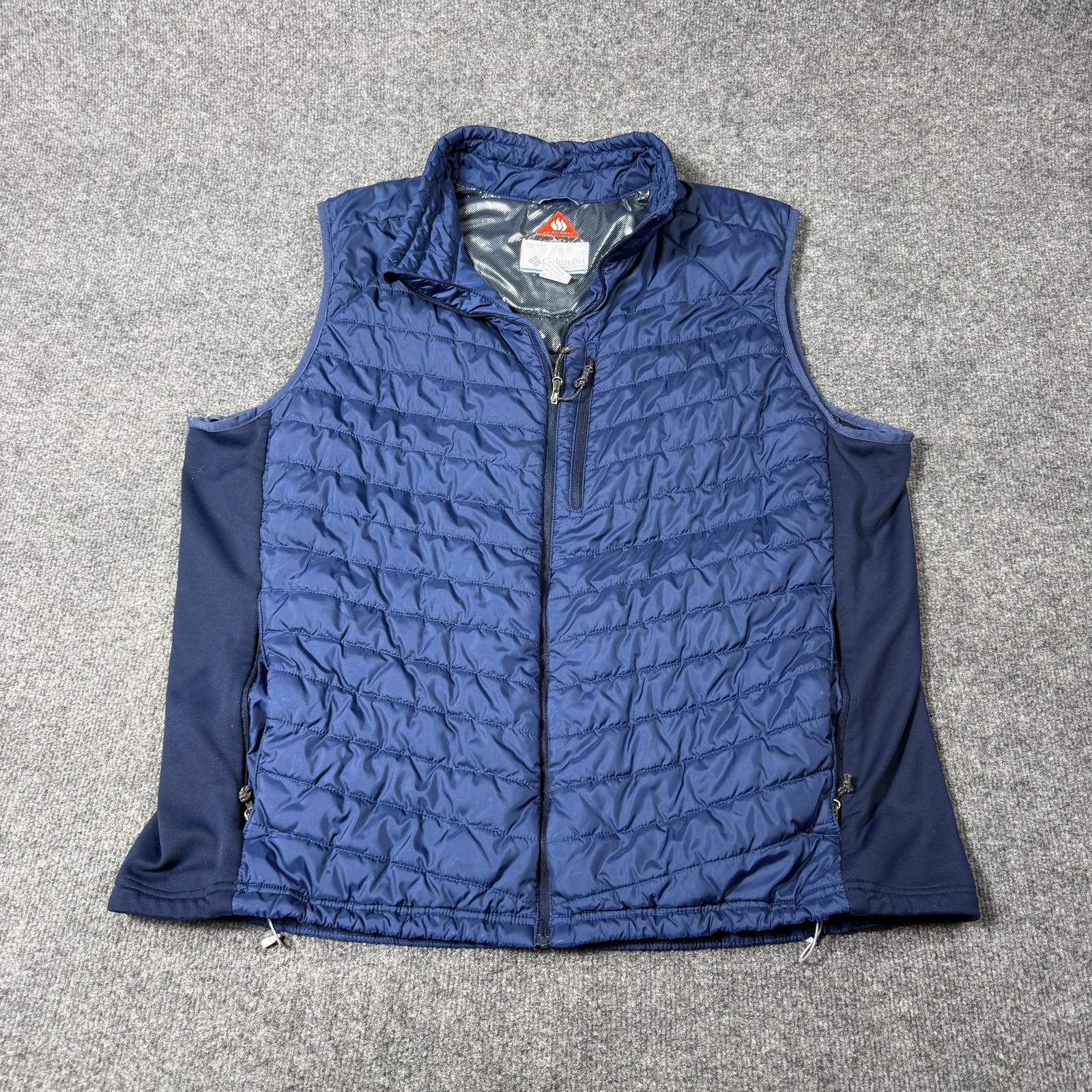 Columbia Vest Mens 2XL Blue Omni-Heat Quilted Full Zip Lightweight Outdoor
