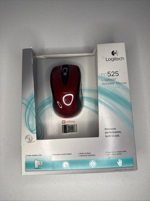 Logitech M525 Wireless Mouse Red 910-002697 W Dongle New In Box