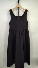 Quince Cotton Mixed Media Tank Dress Black Basic Sleeved L