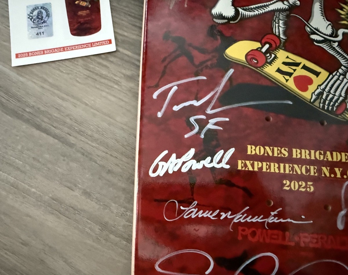 Skateboard Collector Signé BONES BRIGADE - Autographes Rodney Mullen & Tony Hawk - Certificat Authenticité