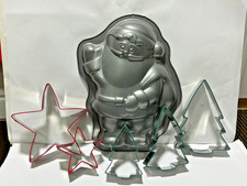 Santa Metal  Cake Tin & Christmas Tree Star Shaped Cookie Cutters