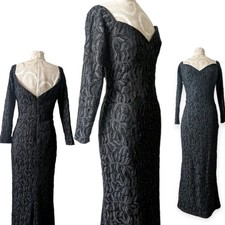 Bob Mackie Dress B'Zar Black Formal Beaded Gown Size 12