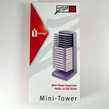 Iomega Zip Disks Mini Tower Organizer Holds 16 Zip Disks Vintage Retro 2000 Blue