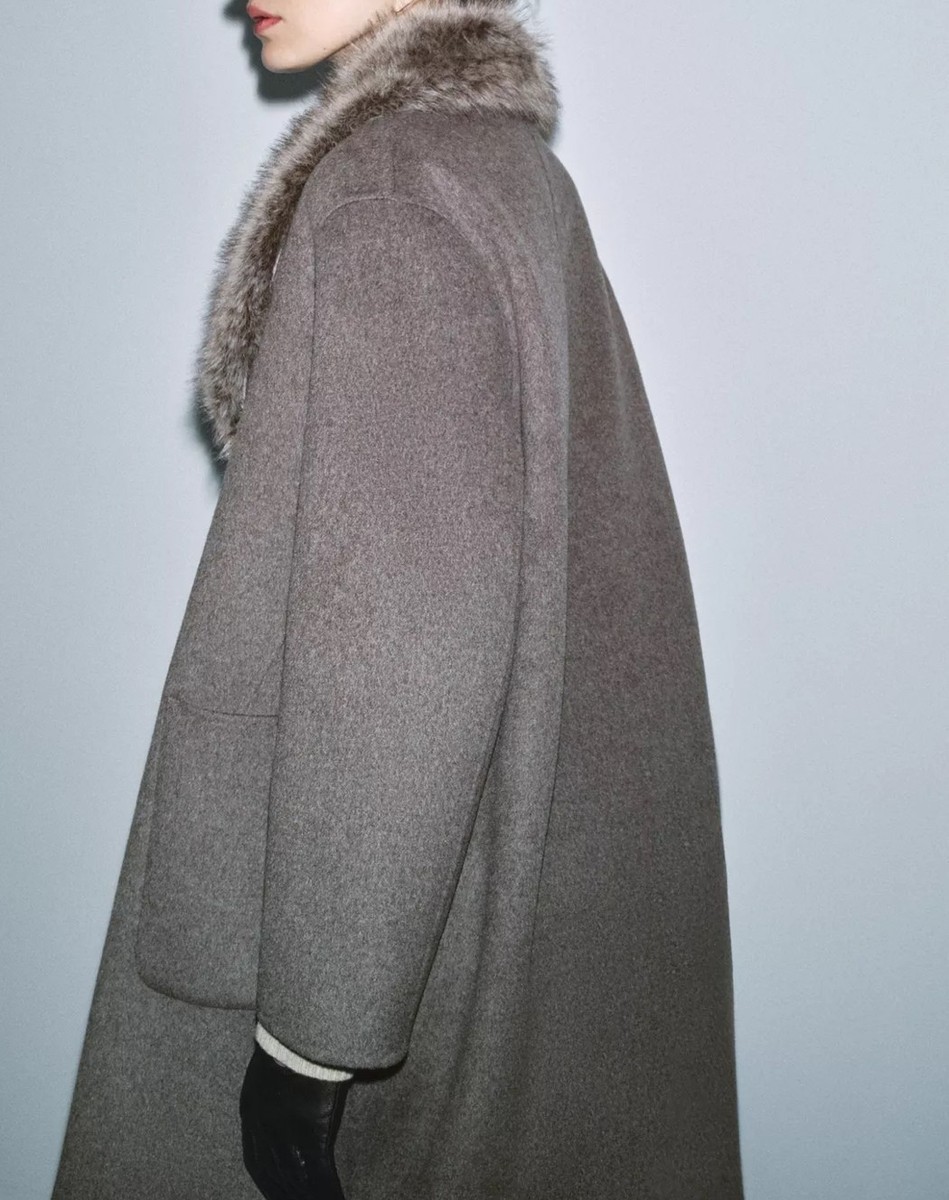 ZARA ZW LIMITED EDITION WOOL BLEND COAT TAUPE GREY NEW FW25/26 REF