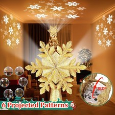 Christmas Tree Topper Star Lighted with 6 Projection Modes,Christmas Star Gold