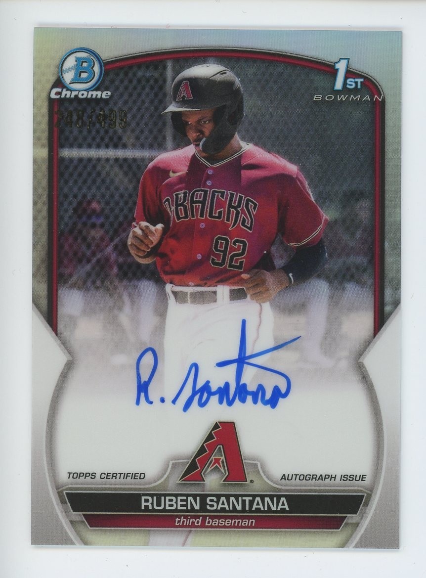 2023 BOWMAN CHROME BASEBALL CPA-RSA RUBEN SANTANA AUTOGRAPH REFRACTOR 248/499