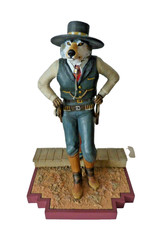 Wolf figure by R.Langford, Sedona AZ. Wolf as gunslinger cowboy