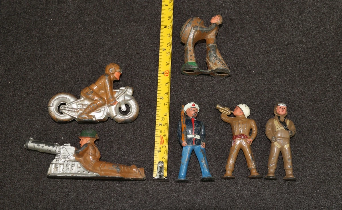 Barclay Manoil Cast Iron Metal Soldiers War Lot Pilot Gunner Motorcycle
