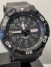 Casio Mens Watch MRW210H 50mm Quartz Analog Black Dial Day Date Resin Strap 5474