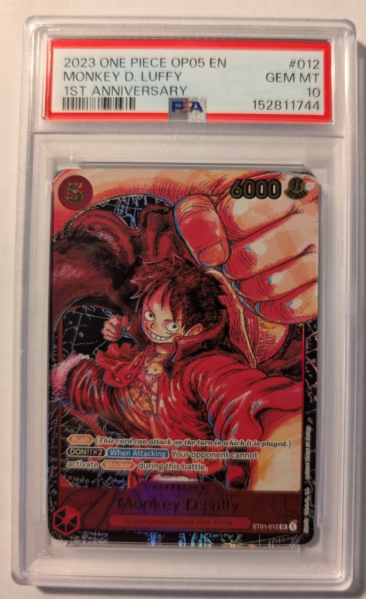 PSA10 OP05 LUFFY 1ST ANNIVERSARY ルフィ One Piece OP05 Monkey D Luffy 1st Anniversary #012 PSA 10 Gem Mint