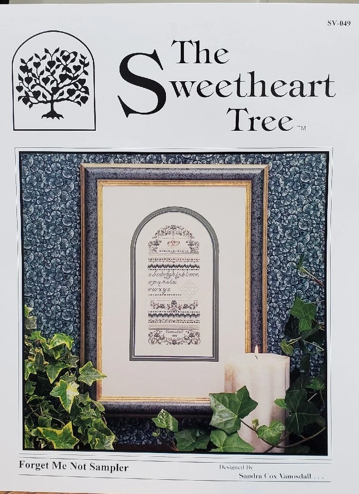 The Sweetheart Tree Forget Me Not Sampler SV-049 w STERLING Double Heart Charm - Image 2 of 4
