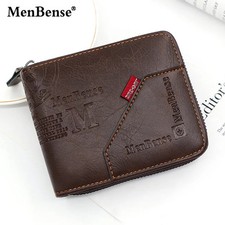 New Men Zipper Wallets Short Card Holder Vintage Male Wallet High Quality PU Lea