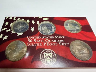 #ad 2003 US Mint Silver Proof Set 1.34 Troy Oz Silver 10 Piece Coins Box amp; COA $109.00