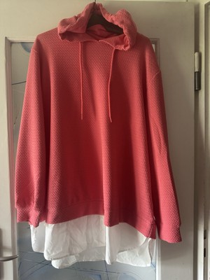 Neu Benotti 2in1 Shirt 48 50 XL Koralle Hoody Bluse Curvy Übergröße Plus Size