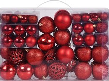 100pcs Shatterproof Christmas Ornaments Set with Gift Box   Red Holiday Decor