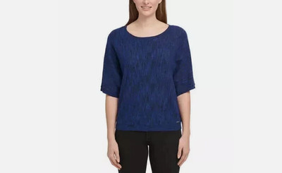 DKNY Ladies' Marled Knit Top - Electric Blue - Size M