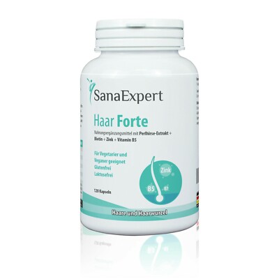SanaExpert Haar Forte, Biotin und Vitamine für Haare & Nägel, 120 Kapseln