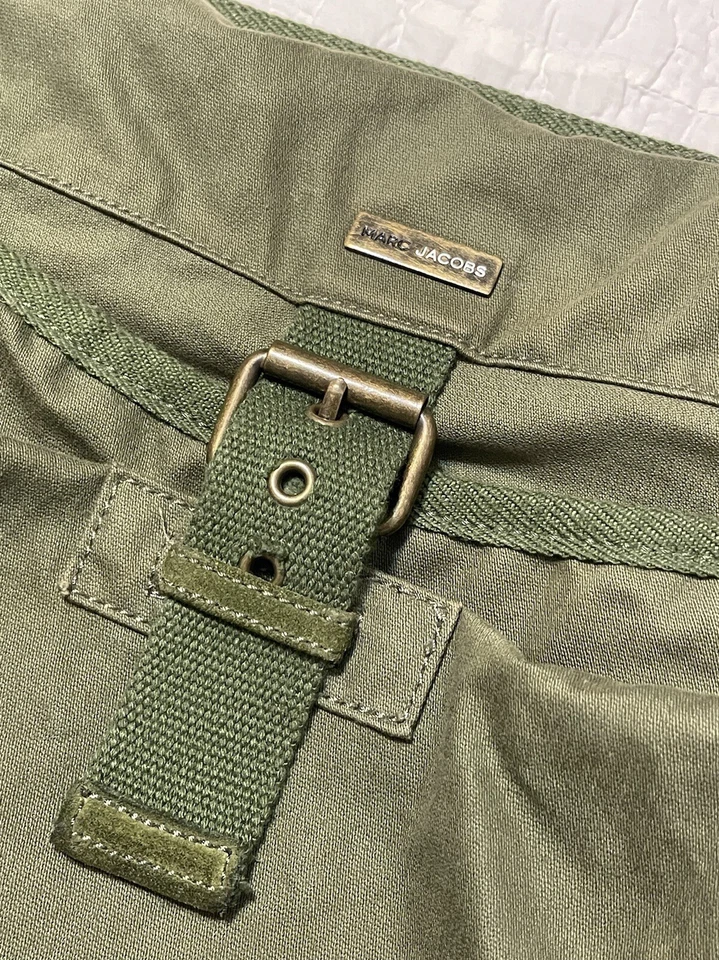 Marc Jacobs Militar Ejército Bolso Maletín Carga Gamuza Lona Verde Oliva Mensajero Foto 3 de 4
