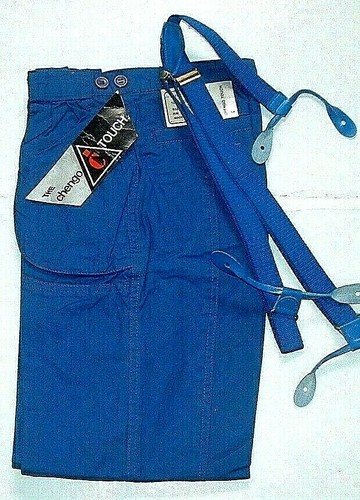 Boys Blue Chengo Touch Cargo Pants Jeans With Suspenders Size 12R - Picture 2 of 3