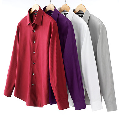 New APT 9 Men's Textured Stripe Spread-Collar Luxury Casual Shirt MSRP $44