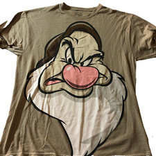 Vintage Disney Grumpy T Shirt Snow White 7 Dwarfs Graphic Tee Big Logo Brown XL