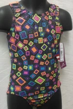 Motionwear Gymnastic Leotard Black foil hologram Orange straps child sizes