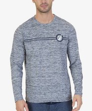  72 Nautica Men's Pajama Crew Neck Long Sleeve Gray Logo Shirt Sleepwear Size S