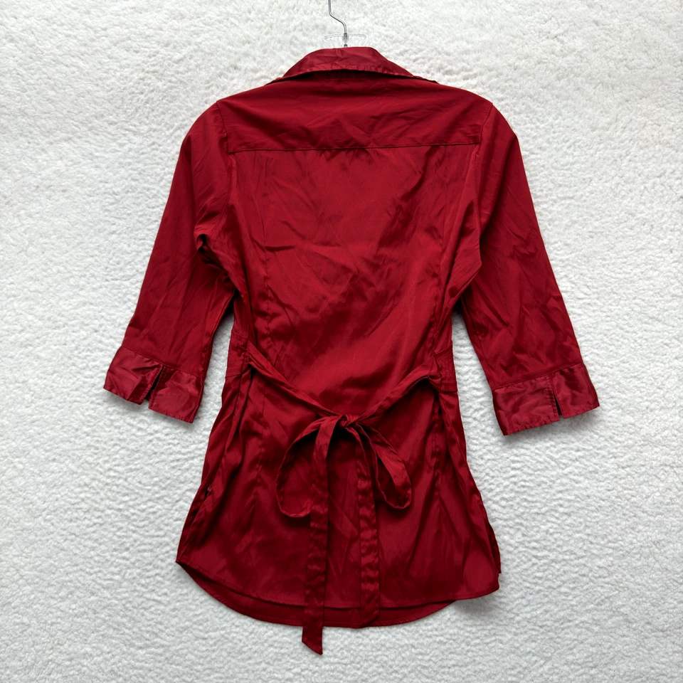Blusa Top Y2K Vintage Pequeña Roja Cuello Satinado Corpcore Oficina Boho Hada Grunge Foto 2 de 4