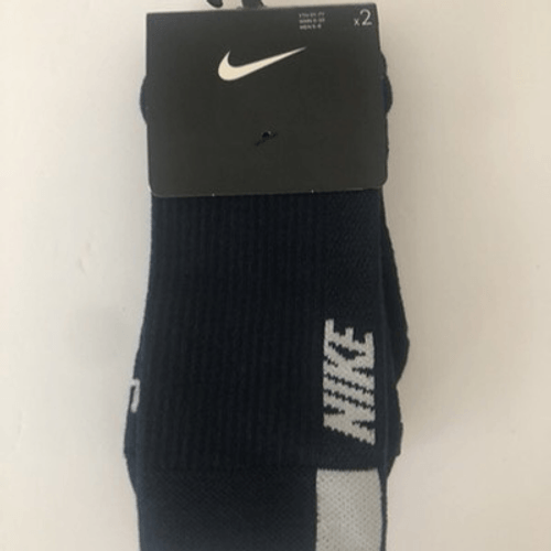 Nike Crew Dri-Fit Socks 2PK Navy Blue/ White Youth Size 5y-7y/ Women's 6-10/ Men