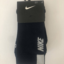 Nike Crew Dri-Fit Socks 2PK Navy Blue/ White Youth Size 5y-7y/ Women's 6-10/ Men