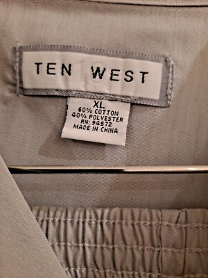 NEW Ten West Long Sleeve Long Leg Gray Pajama Set/NWT/XL Top