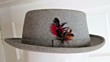 Vintage Adams Premier Quality Aqua Shed Gray Fedora Wool Felt Hat 6 7/8 Chapeau