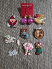 LOT OF 10 HOLIDAY PINS AND EARRINGS VINTAGE, Christmas, Thanksgiving,Easter, etc — photo 1