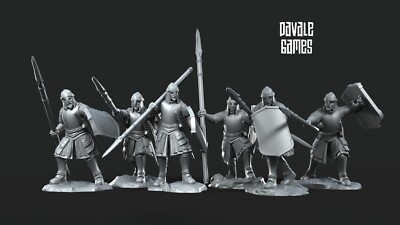 6er Set North Warriors mit Speeren - Davale Games/Fantasy/Mittelerde