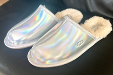 UGG Slippers Sliders Silver Iridescent Size 8