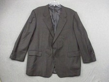 Hickey Freeman Solid Black Pinstripe Wool Blazer Jacket 48R EUC