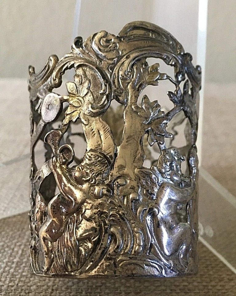 JUEGO PORTAVASOS PLATA FINA WEINRACK & SCHMIDT SIGLO XIX ROCOCÓ FRANCÉS HANAU ALEMANIA Foto 3 de 4