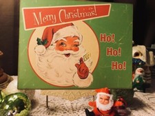 RETRO Santa Merry Christmas HoHoHo Handcrafted Plaque / Sign