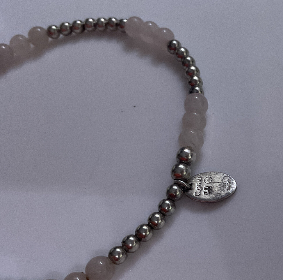 Vintag Clogau Sterling Silver 925 Rose Quartz Heart Stretch Bead Beaded