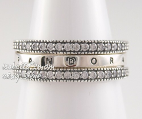 PANDORA LOGO Ring 197404CZ Sz 
