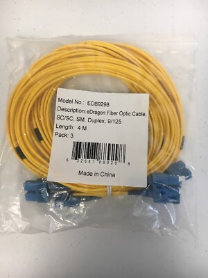 eDragon Fiber Optic Cable, SC/SC Singlemode, Duplex 9/125, 4m, 13.1 foot ED89298