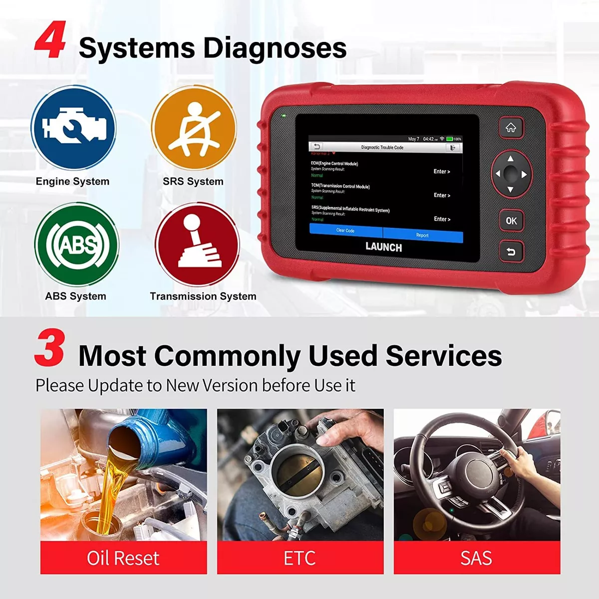 Launch Elite ABS Bleeding Scan Tool,Engine/Transmission/ABS/SRS OBD2  Scanner Diagnostic Tool,Throttle Reset Code Reader,Lifetime Online  Update,4