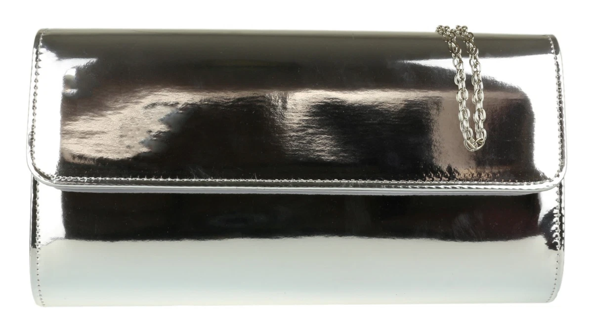 Rose gold top patent clutch bag